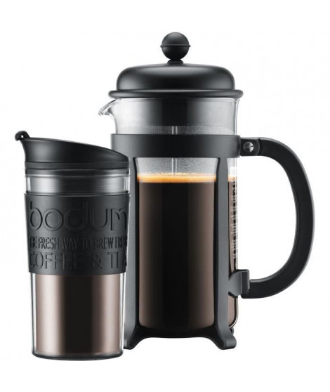 Cafetiere a piston - BODUM - JAVA SET - 8 tasses 1.0 l + mug isotherme plastique 0.35 l
