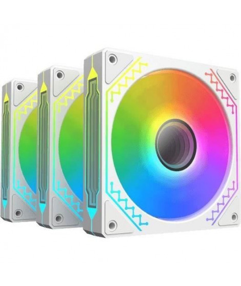 XIGMATEK - Starz Pro Arctic (Blanc) (Pack de 3) - Ventilateurs 3x120mm A-RGB pour boitier PC