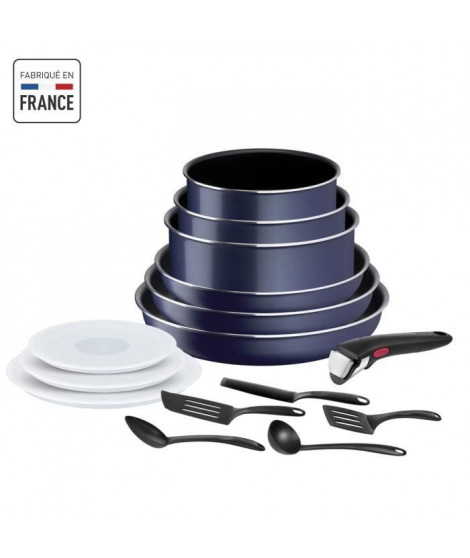 TEFAL INGENIO Easy Cook & Clean Lot 15 pieces, Poele, Casserole, Non induction, Revetement antiadhésif, Fabriqué en France L1…