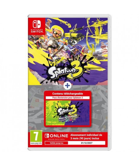 Splatoon 3 + Pass d'Extension (Code) + 3 mois d'abonnement au Nintendo Switch Online (Code)  Jeu Nintendo Switch