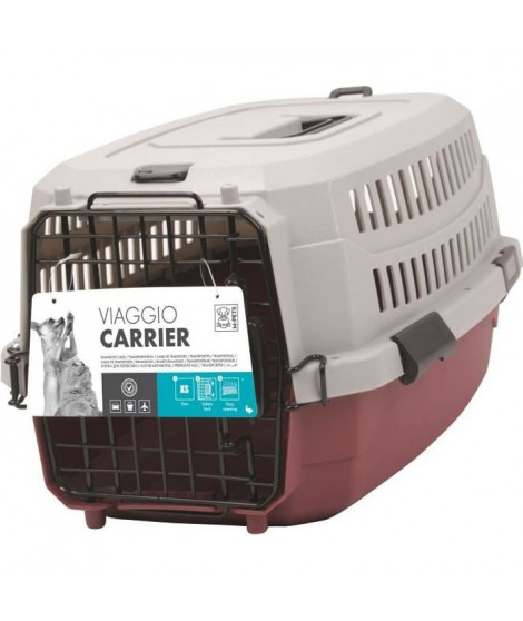 M-PETS Caisse de transport Viaggio Carrier S - 58,4x38,7x33cm - Bordeaux et gris - Pour chien et chat