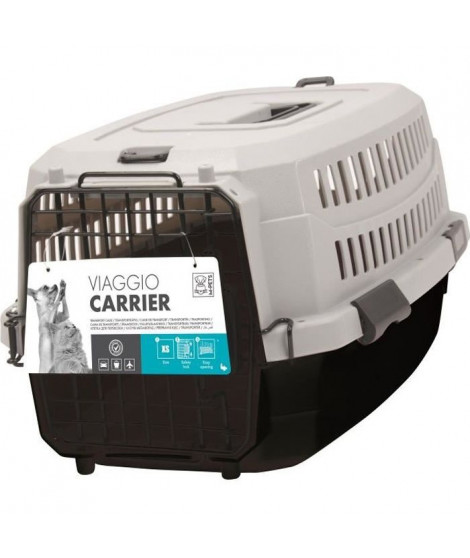 M-PETS Caisse de transport Viaggio Carrier S - 58,4x38,7x33cm - Noir et gris - Pour chien et chat