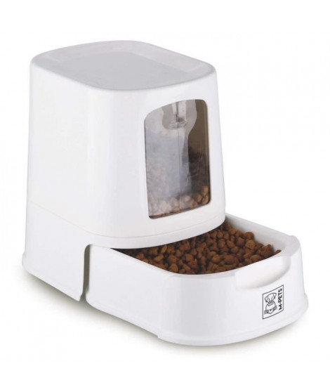 MPETS Distributeur de croquettes Lena avec couvercle 2L - Blanc - Pour chien et chat