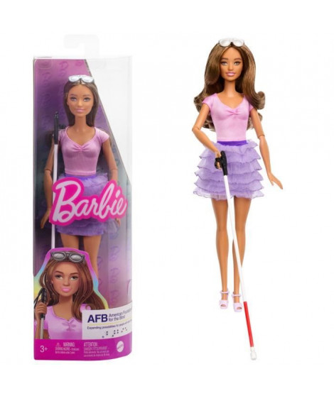 BARBIE Poupée fashionista non voyante jupe violette HRH17