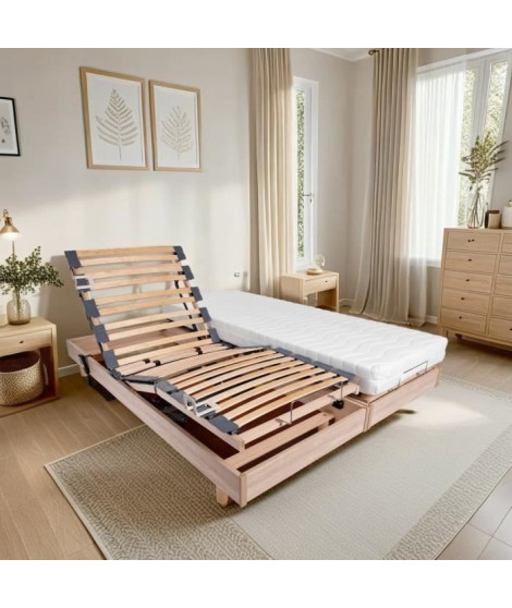 Ensemble relaxation matelas + sommiers électriques 2x90x200 - Mousse - Ferme - TALCA Fabrication française