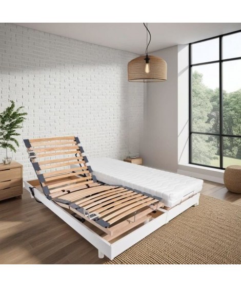 Ensemble relaxation matelas + sommiers électriques 2x70x190 - Mousse - Ferme - TALCA Fabrication française