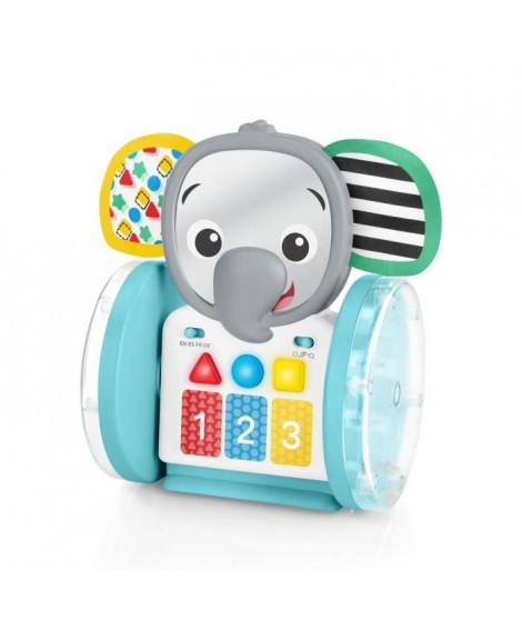 BABY EINSTEIN Jouet a roulettes Petit Eléphant, Musique et Lumieres, Interactif et Multilingue, Développement de la motricité