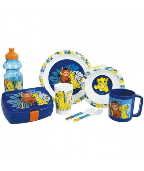 Lot Vaisselle Disney Le Roi Lion - FUN HOUSE - 006360 - Verre, Assiette Creuse, Assiette Plate, Mug, Gourde, Boîte Goûter Cou…