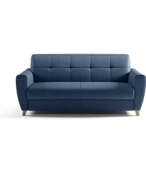 Canapé convertible express 3 places SKY - Tissu Bleu - 192 x 100 x 88 cm