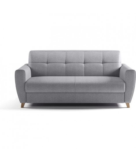 Canapé convertible express 3 places SKY - Tissu Gris - 192 x 100 x 88 cm