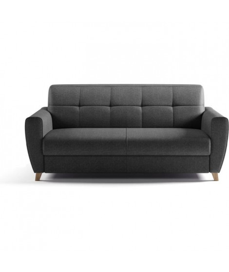 Canapé convertible express 3 places SKY - Tissu Anthracite - 192 x 100 x 88 cm