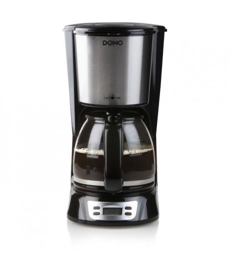 Cafetiere Filtre - DOMO - DO708K - 1000 W - 1,5 L - 12 tasses - Ecran LCD - Minuteur 24 h - Noir et acier inoxydable