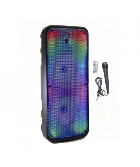 Enceinte Karaoké lumineuse - INOVALLEY - KA25-FIRE - Bluetooth V5.0 - 64 cm - 850 W - Noir