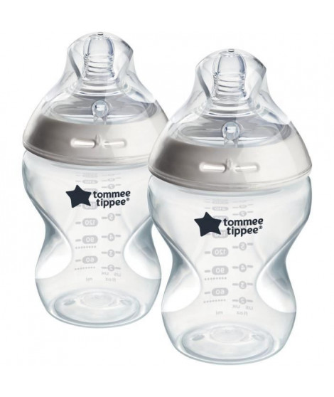 Biberons - TOMMEE TIPPEE - NATURAL START - 260 ml - Anti-colique - Tétine imitant la forme du sein - Lot de 2