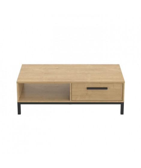Table basse 1 tiroir / 1 niche - CRAFT - Rectangulaire - Chene Hamilton / Noir - 110,4 x 50 x 36,9 cm - DEMEYRE