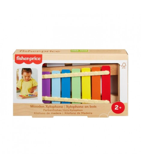 Fisher-Price-Xylophone en bois, instrument de musique avec 2 pieces HXV13