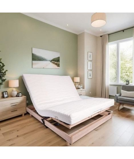 Ensemble relaxation matelas + sommier électrique 140x190cm - Mousse - Ferme - TALCA Fabrication française