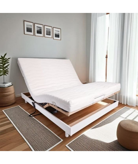 Ensemble relaxation matelas + sommier électrique 140x190 - Mousse - Ferme - TALCA Fabrication française