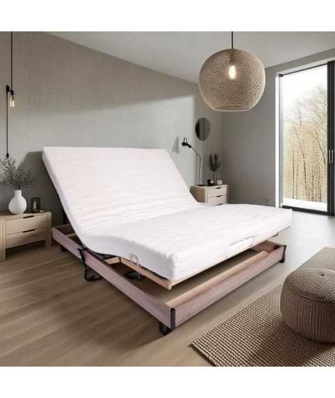Ensemble relaxation matelas + sommier électrique 140x190 - Mousse - Ferme - TALCA Fabrication française