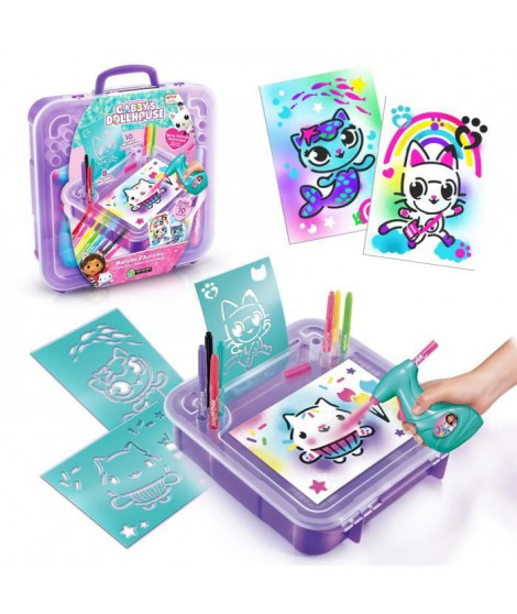Canal Toys - Gabby et la Maison Magique - Mallette d'activités avec aérographe électronique, pochoirs et feutres - GAB 024