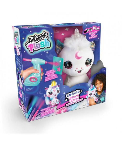 Canal Toys - Airbrush Plush - Peluche Licorne Cosmique a personnaliser avec corne lumineuse  - AIR 028