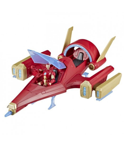 Avengers, Vaisseau d'Iron Man avec 1 figurine 10cm incluse, Des 4 ans