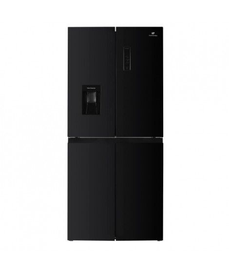 Réfrigérateur 4 portes avec distributeur d'eau - 446L - Total No Frost - L79 cm x H 180 cm - Noir - Classe D