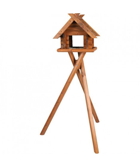 TRIXIE Mangeoire bloc oiseaux avec pied Natura en pin - 47 x 40 x 36 cm / 1,40 m - Brun - Pour oiseaux