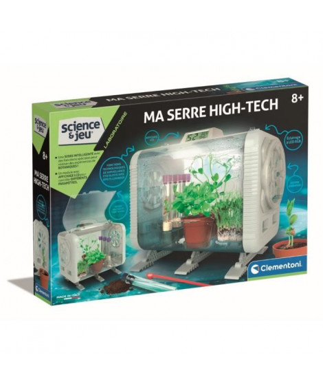 CLEMENTONI - Ma serre high-tech - 3 maniere de faire pousser - Capteurs pour contrôler la luminosité, la température et l'hum…