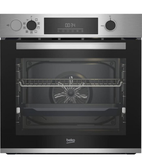 Four encastrable - Chaleur pulsée 3D - BEKO - BBIS14300XMPSE - Inox - 72 L - Porte froide GIFAM - 59,4x56,7x59,5 cm