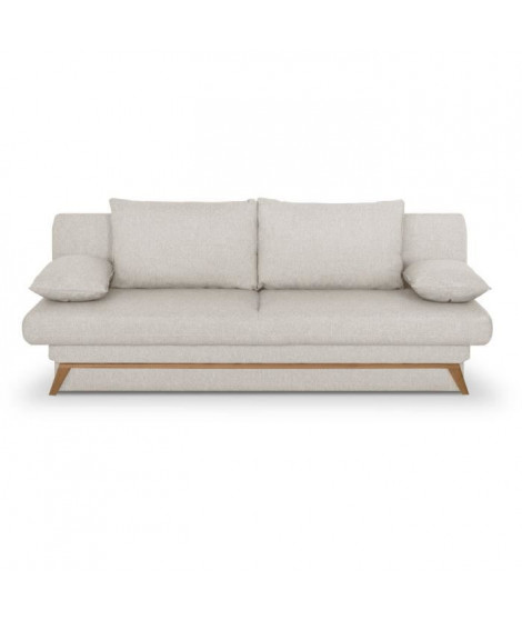 Banquette convertible - 3 places - NAOTO - Tissu beige - Coffre de rangement - 202 x 98 x 98 cm