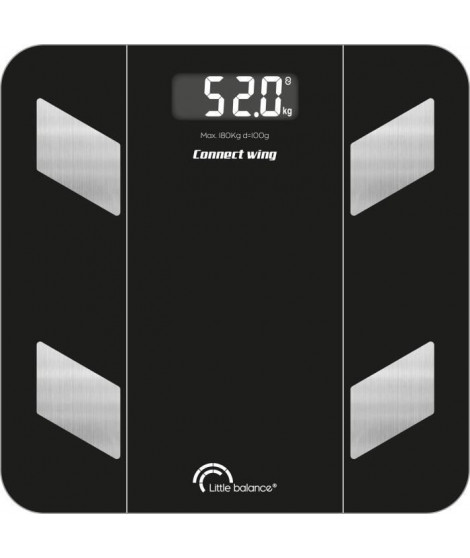 Pese-personne - LITTLE BALANCE - 8687 - Impédancemetre connecté - Wing packaging kraft écologique - 180 kg / 100 g - Noir