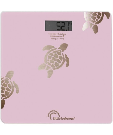 Pese-personne - LITTLE BALANCE - 8729 - Tortues gold métallisées - USB-réparable - 180 kg / 100 g - Rose