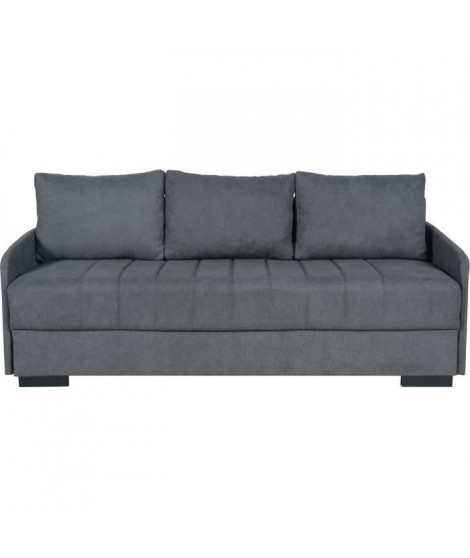 Canapé convertible 3 places  - BETTA - Tissu gris clair - Couchage 145 x 190 cm - Coffre de rangement - 200 x 95 x 91 cm