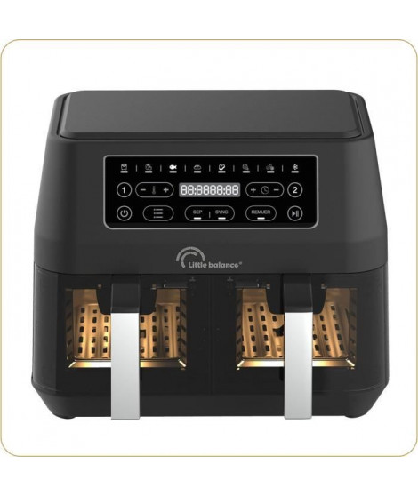 Friteuse diététique - LITTLE BALANCE - 8765 - Crousty light duo - 9 L - 2460 W - 9 programmes - Noir