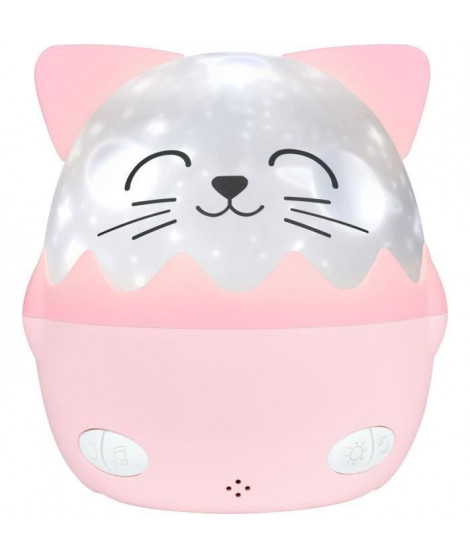 Veilleuse musicale sans fil - BIGBEN - Chat - Projection 360°, 13 films, 8 mélodies, Télécommande, Batterie USB-C