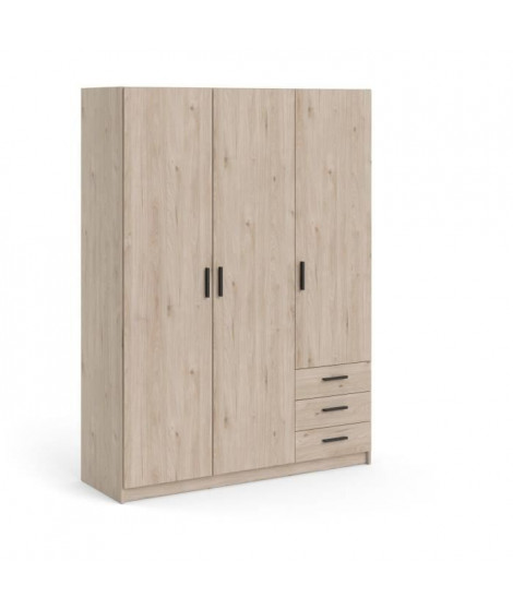 Armoire VEGA - Décor Gris anthracite - 3 portes + 3 tiroirs - L 147 x P 49,6 x H 200,4 cm - TVILUM
