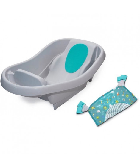 INGENUITY Baignoire bébé, grand confort, extra-large avec porte bébé en tissu doux, coussins de siege, tablette, jusqu'a 24 mois