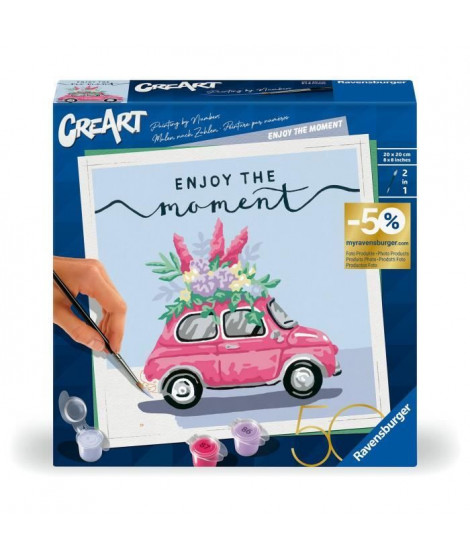 CreArt 20x20 cm, Enjoy the moment, Loisir créatif, Peinture par numérosAdulte, Des 12ans, 23935, Ravensburger