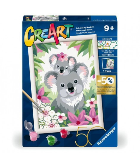 N° d'Art 18x24 cm, Maman koala et son bébé, Loisir créatif, Kit de peinture par numéros, Des 7 ans, 23936, Ravensburger