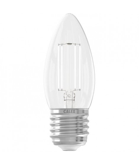 Ampoule LED E27 - CALEX - CANDLE B35 - Filament droit - 4,5 W - 470 lm - 2700 K - Intensité variable - Transparent