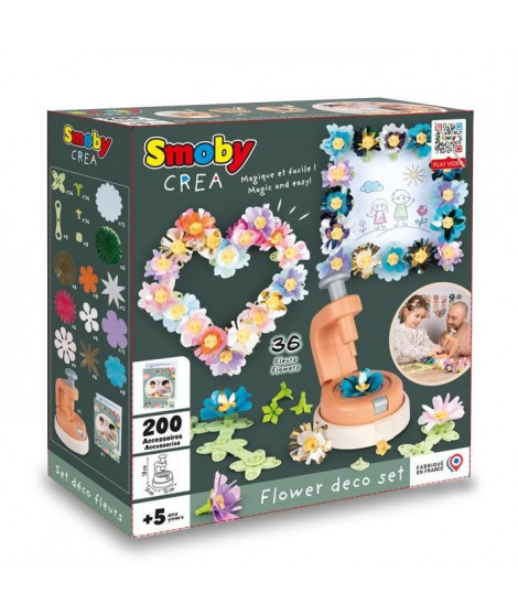 Smoby - Loisirs créatif - Set de création fleurs objets décoratifs - 200 accessoires - Fabriqué en France