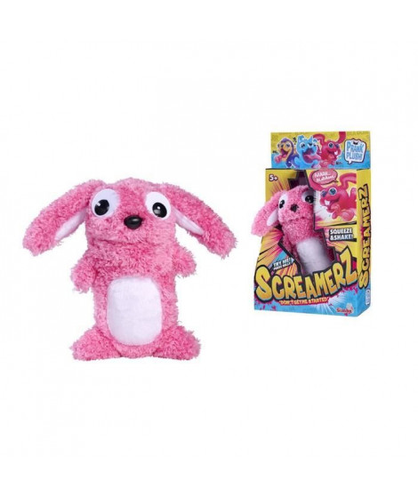 Smoby - Screamerz - Peluche intéractive amusante - Lapin - 27 cm - Bruits en la secouant ou appuyant sur le bouton