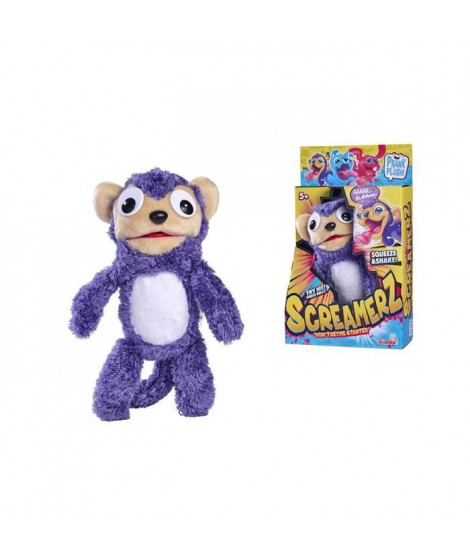 Smoby - Screamerz - Peluche intéractive amusante - Singe - 28 cm - Bruits en la secouant ou appuyant sur le bouton