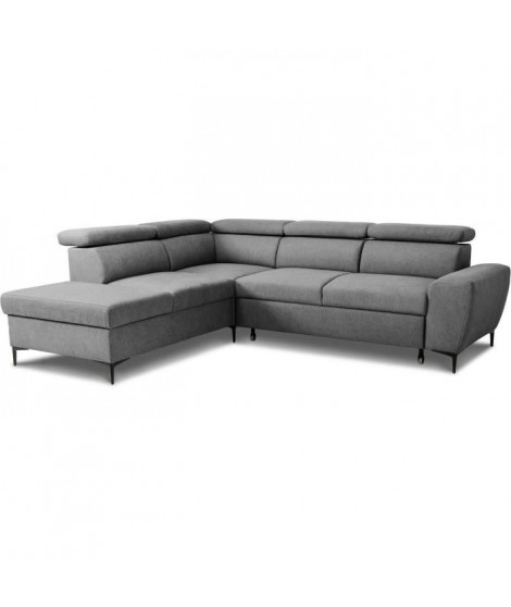Canapé d'angle convertible réversible avec coffre - 5 places - KASIMIR - Tissu anthracite - 258 x 79/98 x 219 cm