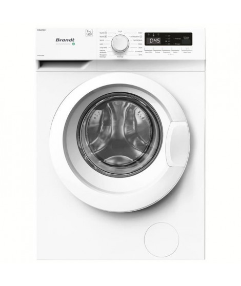 Lave-linge hublot - Pose libre - BRANDT - WFB393QW - 9 kg - Induction - 60 cm - 1400 Trs/min - Blanc