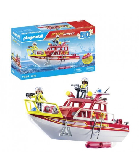 PLAYMOBIL - 71598 - Bateau sauvetage pompiers