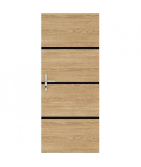Kit de Rénovation de Porte - NORDLINGER PRO - 4 Feuilles 85 x 50 cm & 3 Profils Noirs 85 x 2 cm - Chene Naturel