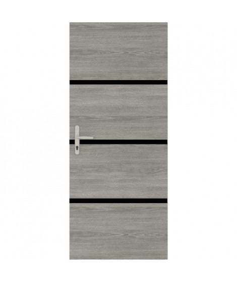 Kit de Rénovation de Porte - NORDLINGER PRO - 4 Feuilles 85 x 50 cm & 3 Profils Noirs 85 x 2 cm - Chene Greige