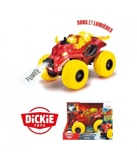 Dickie - Monster Flammin Fire - Véhicule 25cm - Fonction fumée (vapeur) - Sons et lumieres